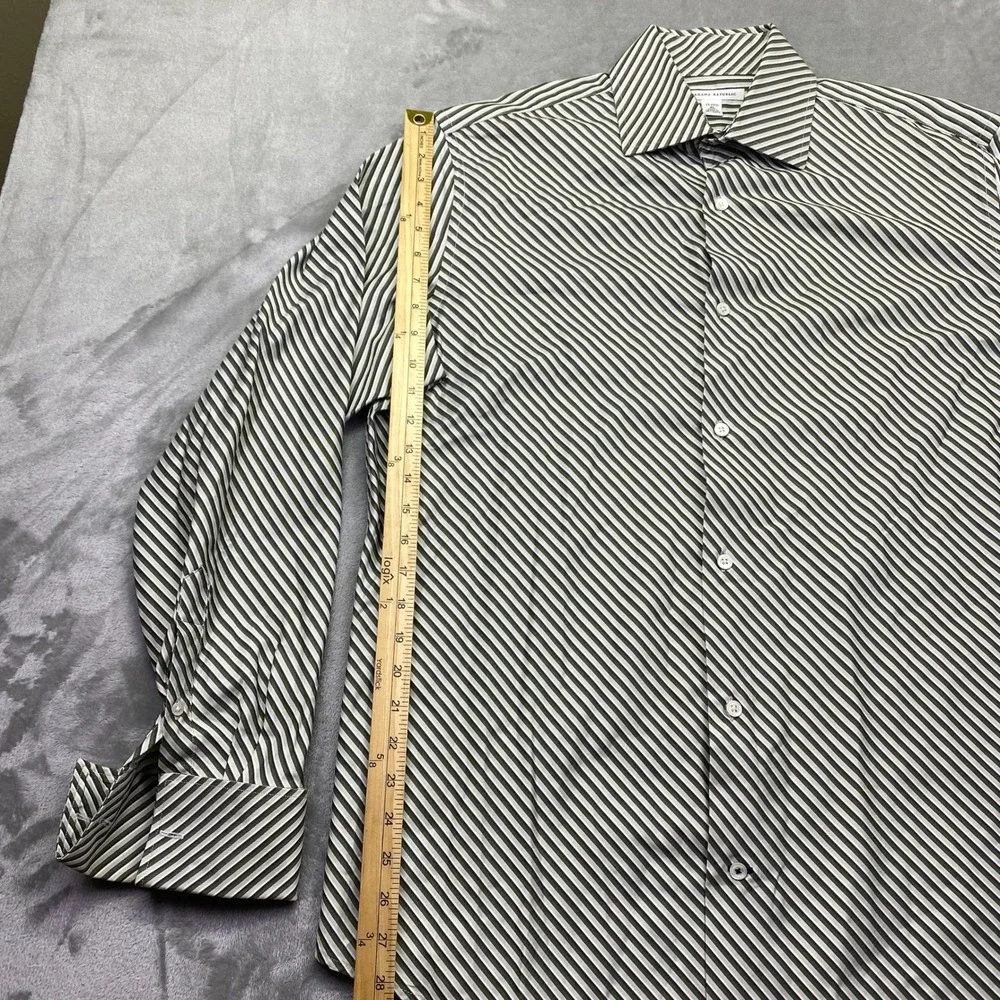 Banana Republic Mens‎ XL Long Sleeve Button Down Shirt Olive Green White Striped